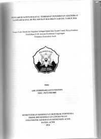 Image of Pengaruh Sanitasi Kapal Terhadap Penerbitan Sertifikat Sanitasi Kapal di Pelabuhan Balohan Sabang Tahun 2016