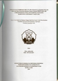 Image of Efektifitas Tumbuhan Melati Air (Echinodorus Puleafollius) Dalam Menurunkan Kadar Biological Oxygen Demand (BOD) pada Air Limbah Rumah Tangga di Gampong Panggong Kabupaten Aceh Barat Tahun 2016