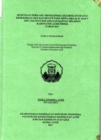 Image of Hubungan Perilaku Menggosok Gigi dengan Status Kebersihan Gigi dan Mulut pada Siswa Kelas IV dan V SDN 1 Bayeun Kecamatan Rantau Selamat Kabupaten Aceh Timur Tahun 2017