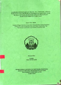 Image of Gambaran Pengetahuan Orang Tua Tentang Asupan Makanan yang Mendukung Kesehatan Gigi pada Anak di Desa Cot Bada Baroh Kecamatan Peusangan Kabupaten Bireuen Tahun 2019