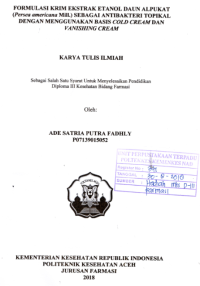 Image of Formulasi Krim Ekstrak Etanol Daun Alpukat (Persea Americana Mill.) Sebagai Antibakteri Topikal Dengan Menggunakan Basis Cold Cream Dan Vanishing Cream