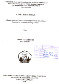 Image of Uji Efektivitas Ekstrak Etanol Rimpang Lengkuas Merah (Alpinia Purpurata (Vieill.) K. Schum.) Sebagai Antidepresan Pada Mencit Jantan (Mus Musculus)