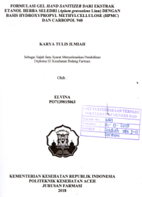 Image of Formulasi Gel Hand Sanitizer Dari Ekstrak Etanol Herba Seledri (Apium Graveolens Linn) Dengan Basis Hydroxypropyl Methylcellulose (HPMC) Dan Carbopol 940