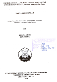 Image of Formulasi Sediaan Krim Ekstrak Etil Asetat Daun Pandan Wangi (Pandanus Amaryllifolius Roxb)