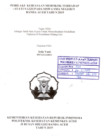 Image of Perilaku Kebiasaan Merokok Terhadap Status Gizi Pada Siswa SMA Negeri 9 Banda Aceh Tahun 2019