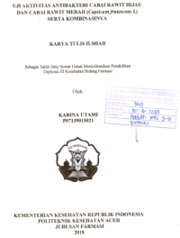 Image of Uji Aktivitas Antibakteri Cabai Rawit Hijau Dan Cabai Rawit Merah (Capsicum Frutescens L) Serta Kombinasinya