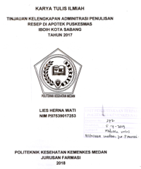 Image of Tinjauan Kelengkapan Administrasi Penulisan Resep Di Apotek Puskesmas Iboih Kota Sabang Tahun 2017