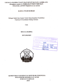 Image of Uji Daya Hambat Daun Dan Kulit Batang Jamblang (Syzygium Cumini L) Terhadap Pertumbuhan Escherichia Coli Dan Staphylococcus Aureus
