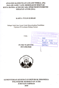 Image of Analisis Kandungan Logam Timbal (Pb) Dalam Jamu Yang Beredar Di Sekitar Kota Banda Aceh Secara Spektrofotometri Serapan Atom (SSA)