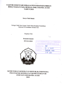 Image of Faktor Sedentari Sebagai Penyebab Kelebihan Berat Badan Pada Remaja SMK 3 Banda Aceh Tahun 2018