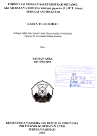 Image of Formulasi Sediaan Salep Ekstrak Metanol Getah Batang Biduri (Calotropis Gigantem (L.) W. T. Aiton) Sebagai Anti Bakteri