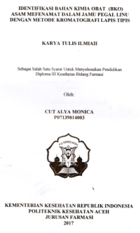 Image of Identifikasi Bahan Kimia Obat (BKO) Asam Mefenamat Dalam Jamu Pegal Linu Dengan Metode Kromatografi Lapis Tipis