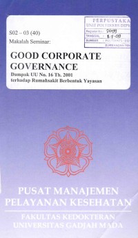 Image of Good Corporate Governance Terhadap Rumah Sakit Berbentuk Yayasan