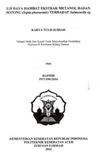 Image of Uji Daya Hambat Ekstrak Metanol Badan Sotong (Sepia Pharaomis) Terhadap Salmonella sp