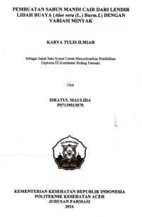 Image of Pembuatan Sabun Mandi Cair Dari Lendir Lidah Buaya (Aloe Vera (L.) Burm. f.) Dengan Variasi Minyak