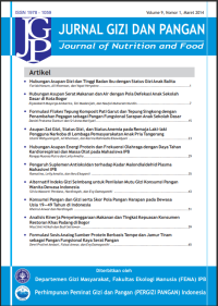 Image of Jurnal Gizi dan Pangan Vol. 9 No. 1