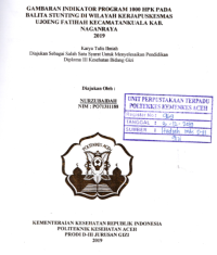 Image of Gambaran Indikator Program 1000 HPK Pada Balita Stunting Di Wilayah Kerja Puskesmas Ujoeng Fatihah Kecamatan Kuala Kab. Nagan Raya 2019