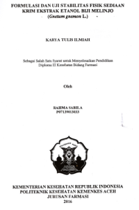 Image of Formulasi Dan Uji Stabilitas Fisik Sediaan Krim Ekstrak Etanol Biji Melinjo (Gnetum Gnemon L.)