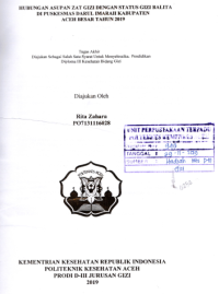 Image of Hubungan Asupan Zat Gizi Dengan Status Gizi Balita Di Puskesmas Darul Imarah Kabupaten Aceh Besar tahun 2019
