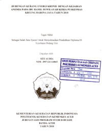 Image of Hubungan Kurang Energi Kronis Dengan Kejadian Anemia Pada Ibu Hamil Di Wilayah Kerja Puskesmas Krueng Barona Jaya Tahun 2018